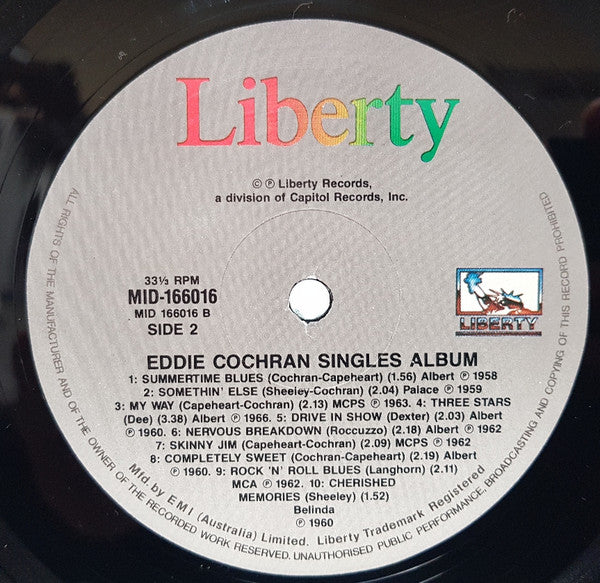 Eddie Cochran : The Eddie Cochran Singles Album (LP, Comp)