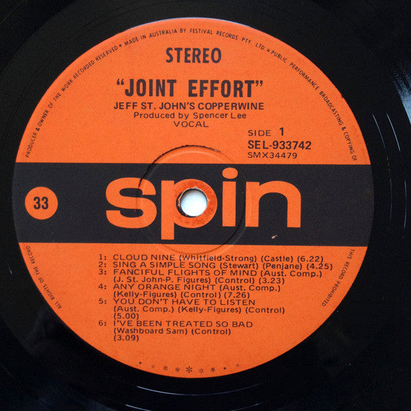 Jeff St John's Copperwine : Joint Effort (LP, Album)