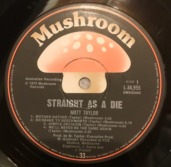 Matt Taylor (3) : Straight As A Die (LP, Album)