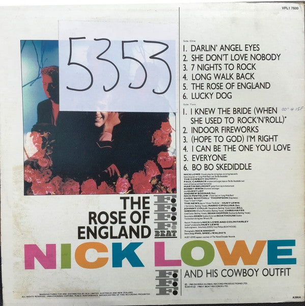 Nick Lowe And His Cowboy Outfit : The Rose Of England (LP, Album)