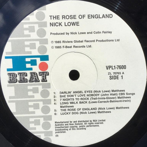Nick Lowe And His Cowboy Outfit : The Rose Of England (LP, Album)