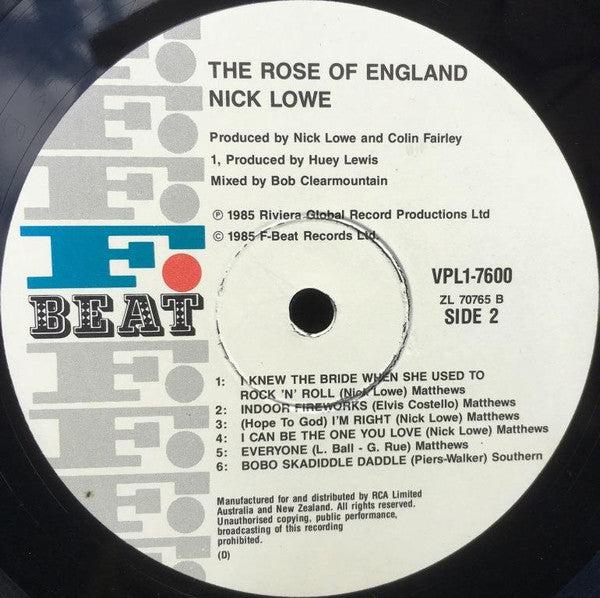 Nick Lowe And His Cowboy Outfit : The Rose Of England (LP, Album)