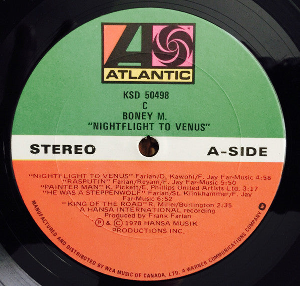Boney M. : Nightflight To Venus (LP, Album, Don)