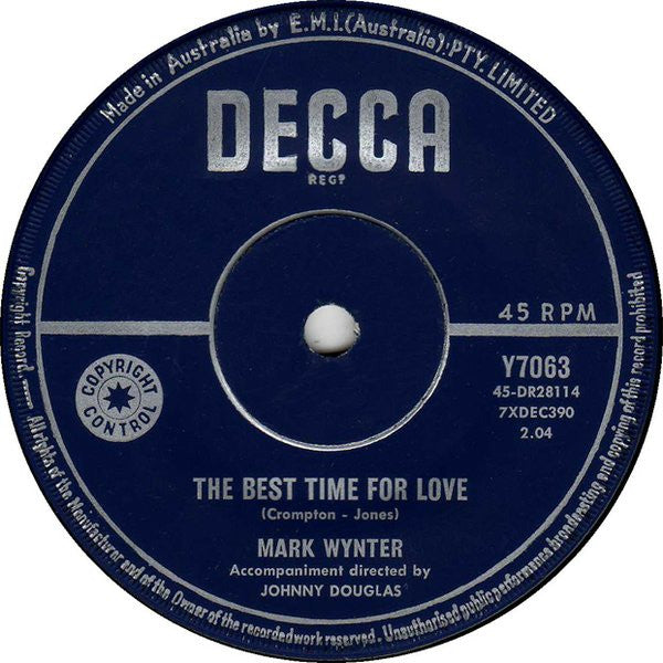Mark Wynter : The Best Time For Love (7", Single)