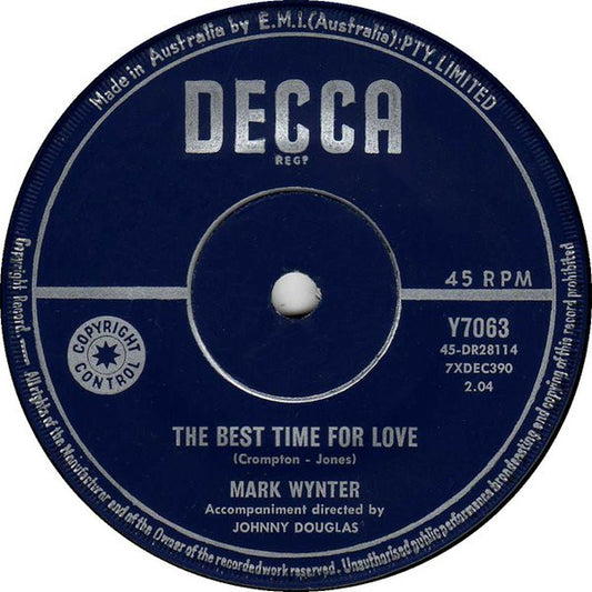 Mark Wynter : The Best Time For Love (7", Single)