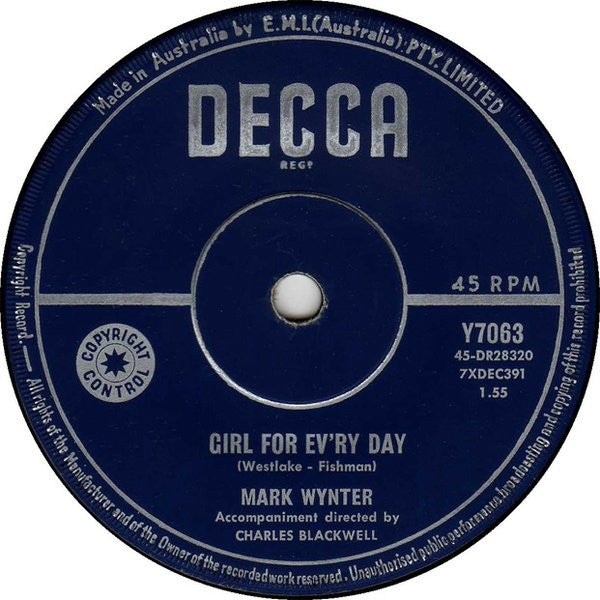 Mark Wynter : The Best Time For Love (7", Single)