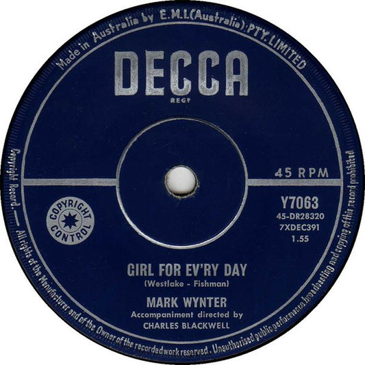 Mark Wynter : The Best Time For Love (7", Single)