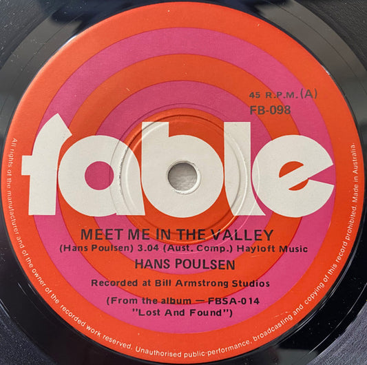 Hans Poulsen : Meet Me In The Valley (7", Single)