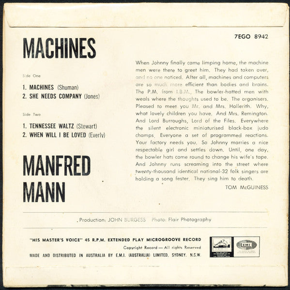 Manfred Mann : Machines (7", EP)
