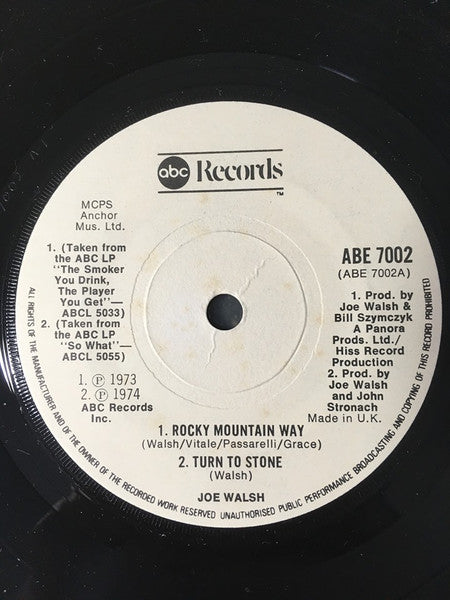 Joe Walsh : Rocky Mountain Way (7", EP)