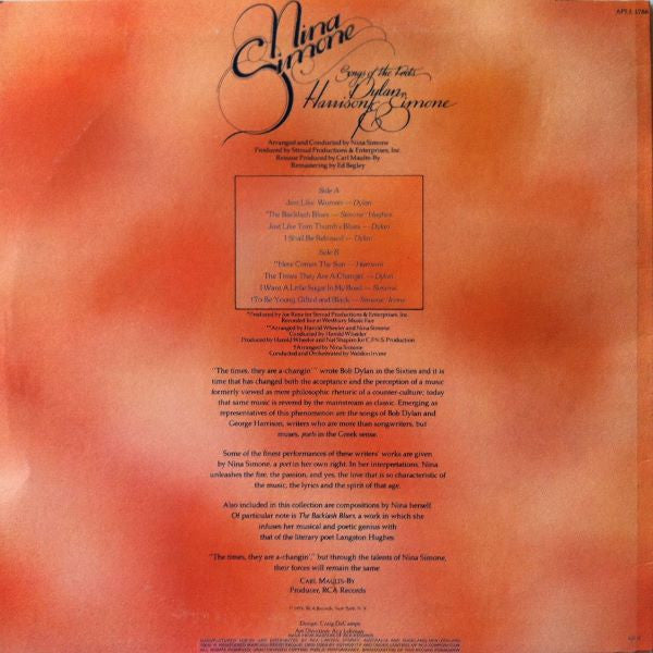 Nina Simone : Songs Of The Poets : Dylan, Harrison & Simone (LP, Comp)