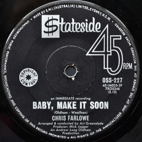 Chris Farlowe : Out Of Time (7", Single)