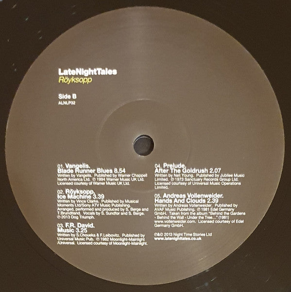 Röyksopp : LateNightTales (2xLP, Comp, Ltd, RM)