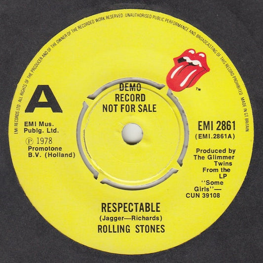 Rolling Stones* : Respectable (7", Single, Promo)