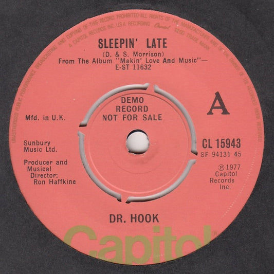 Dr. Hook : Sleeping Late (7", Single, Promo)