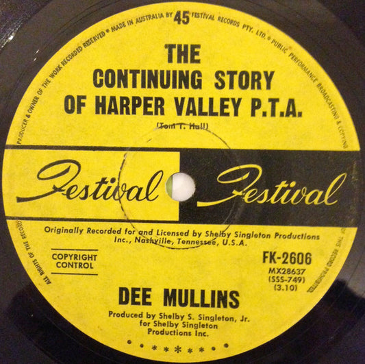 Dee Mullins : The Continuing Story Of Harper Valley P.T.A. (7")