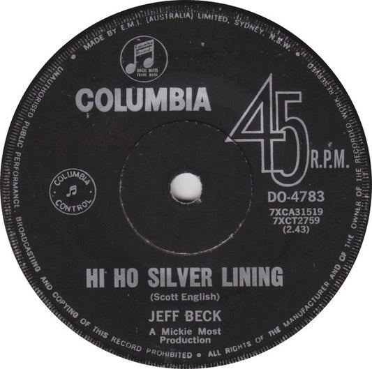 Jeff Beck : Hi Ho Silver Lining (7")