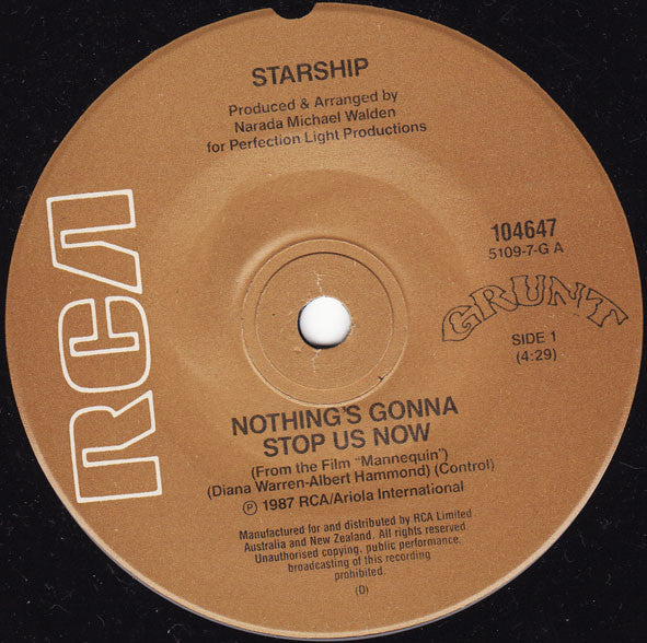 Starship (2) : Nothing's Gonna Stop Us Now (7")