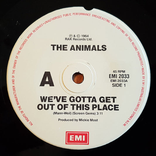 The Animals : We've Gotta Get Out Of This Place (7", Single)