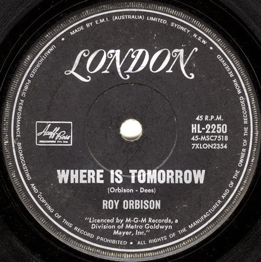 Roy Orbison : Twinkle Toes / Where Is Tomorrow (7", Single)