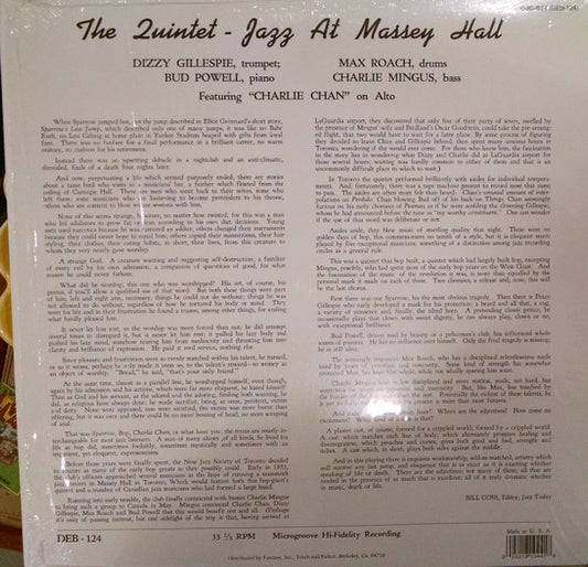 The Quintet : Jazz At Massey Hall (LP, Album, Mono, RE)