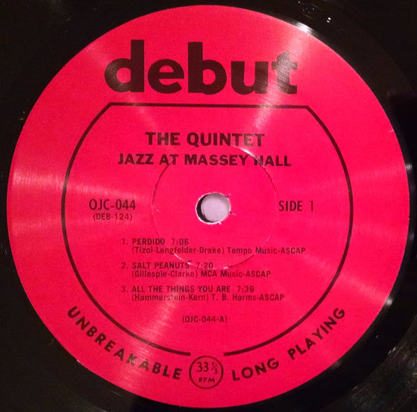 The Quintet : Jazz At Massey Hall (LP, Album, Mono, RE)