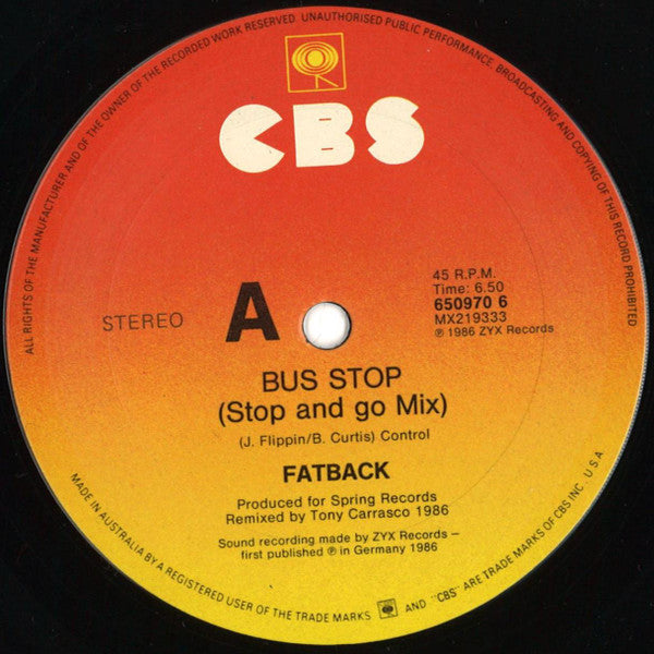 Fatback* : Bus Stop (Stop And Go Mix) (12")