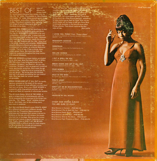 Nina Simone : The Best Of Nina Simone (LP, Album, Comp)