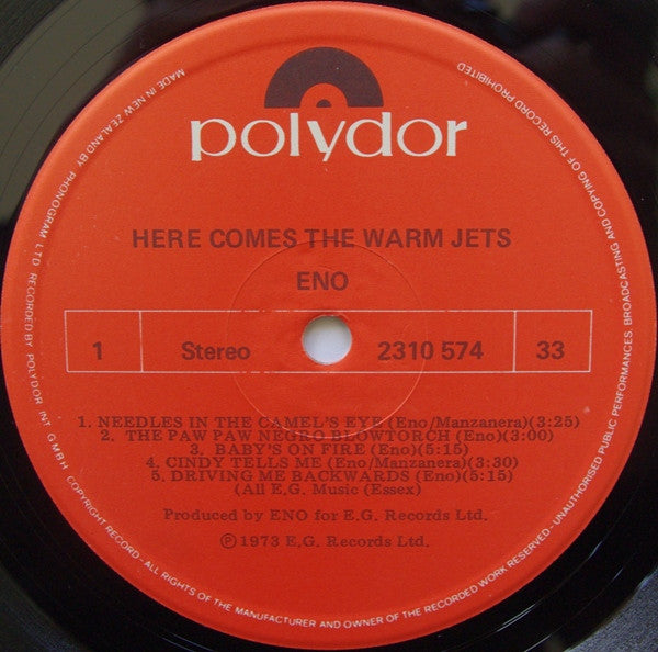 Brian Eno : Here Come The Warm Jets (LP, Album, RE)