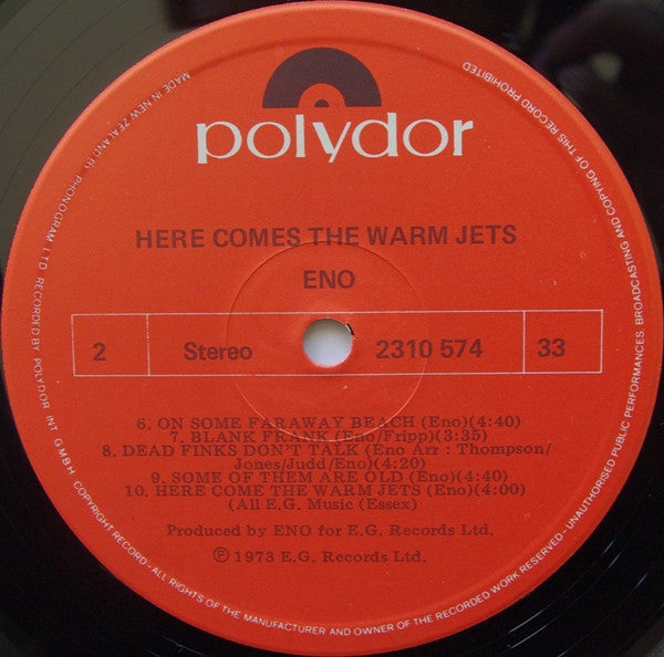 Brian Eno : Here Come The Warm Jets (LP, Album, RE)