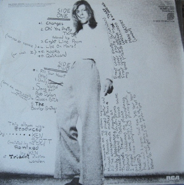 David Bowie : Hunky Dory (LP, Album, RP)