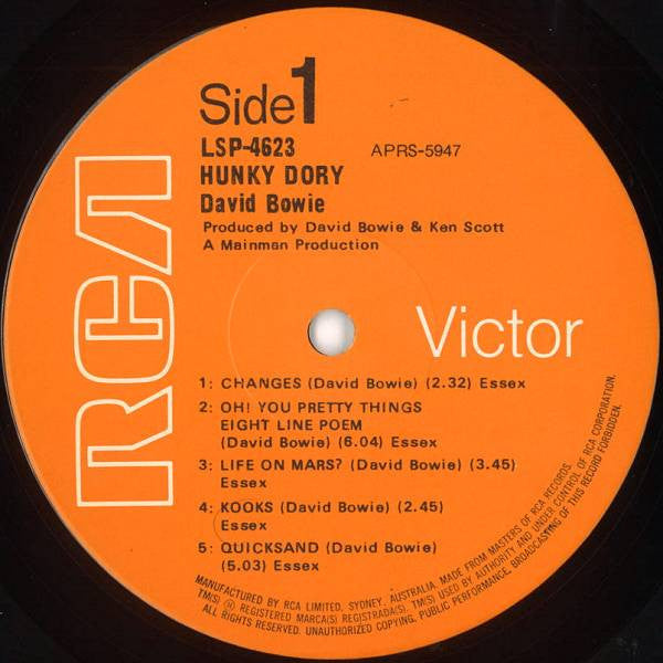 David Bowie : Hunky Dory (LP, Album, RP)