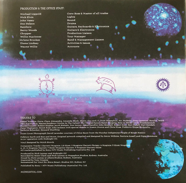 Midnight Oil : Earth And Sun And Moon (LP, Album, RE)
