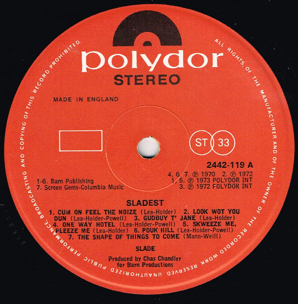 Slade : Sladest (LP, Comp, Gat)