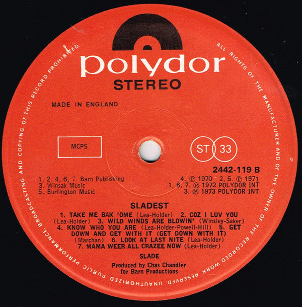 Slade : Sladest (LP, Comp, Gat)