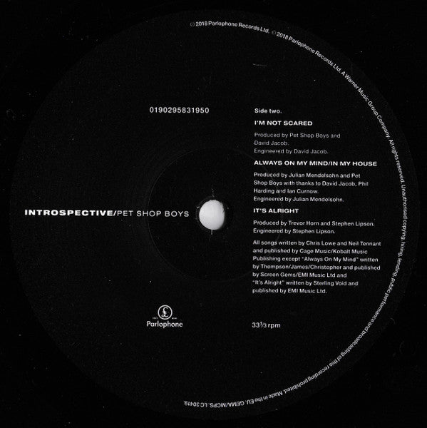 Pet Shop Boys : Introspective (LP, Album, RE, RM, 180)