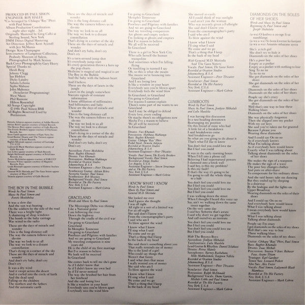 Paul Simon : Graceland (LP, Album, Alt)