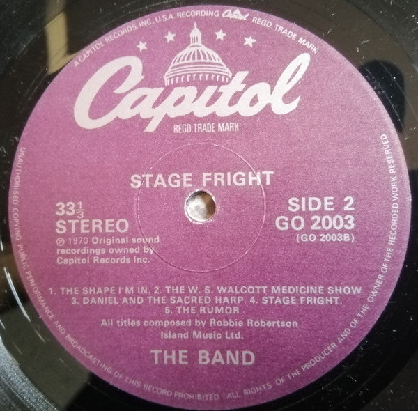 The Band : Stage Fright (LP, Album, RE)