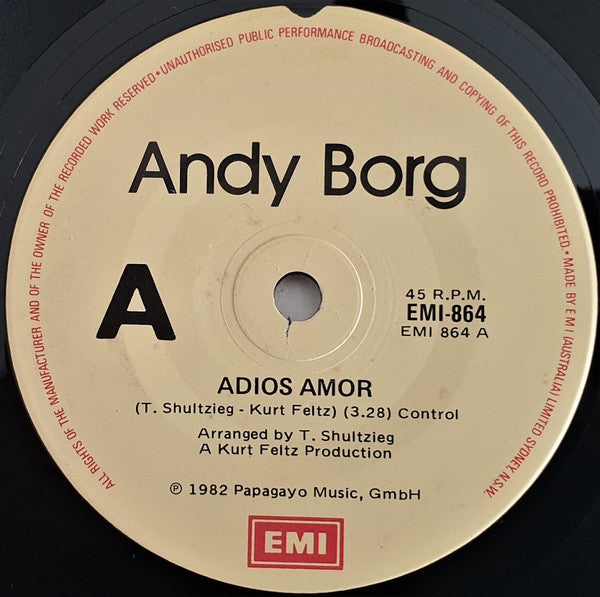 Andy Borg : Adios Amor (7", Single)