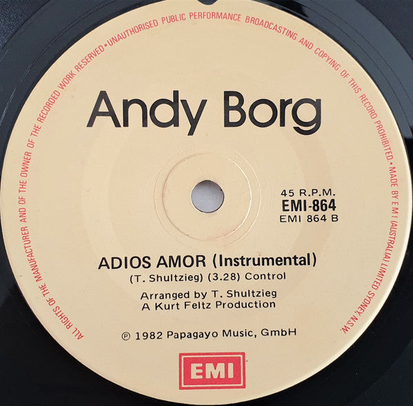 Andy Borg : Adios Amor (7", Single)