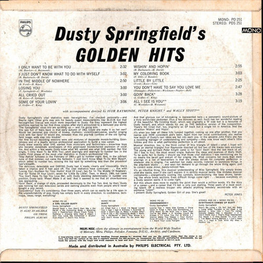Dusty Springfield : Dusty Springfield's Golden Hits (LP, Comp, Mono)