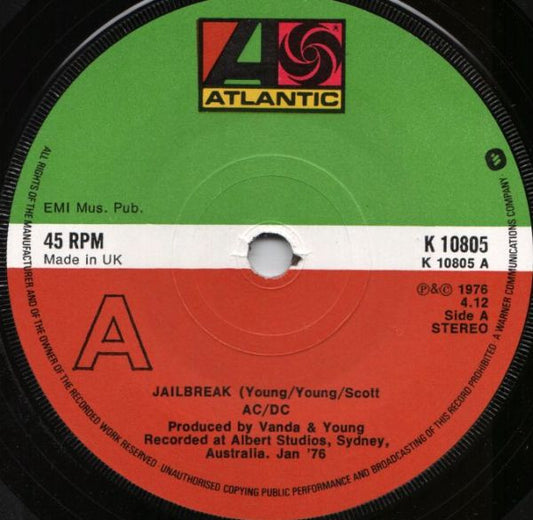 AC/DC : Jailbreak (7", Single, Sol)