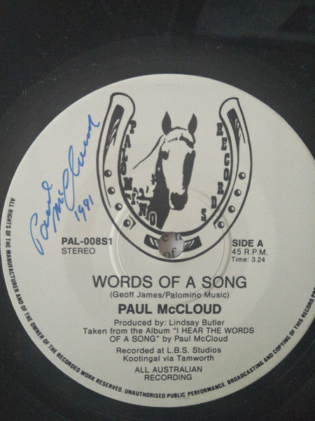 Paul McCloud : Words Of A Song (7", Single)