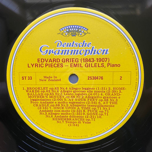 Edvard Grieg, Emil Gilels : Lyrische Stücke - Lyric Pieces (LP)