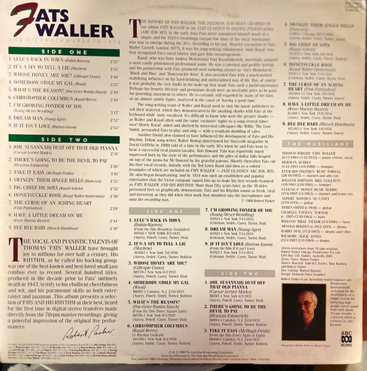 Fats Waller & His Rhythm : Fats Waller And His Rhythm 1934 To 1936 (LP, Comp)