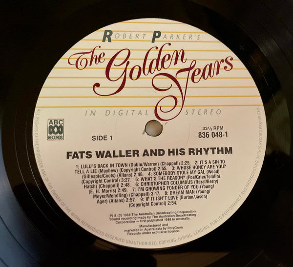 Fats Waller & His Rhythm : Fats Waller And  His Rhythm 1934 To 1936 (LP, Comp)