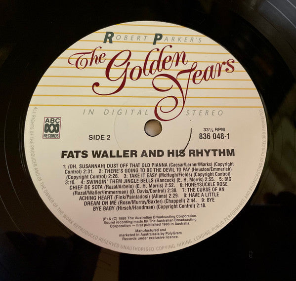 Fats Waller & His Rhythm : Fats Waller And  His Rhythm 1934 To 1936 (LP, Comp)