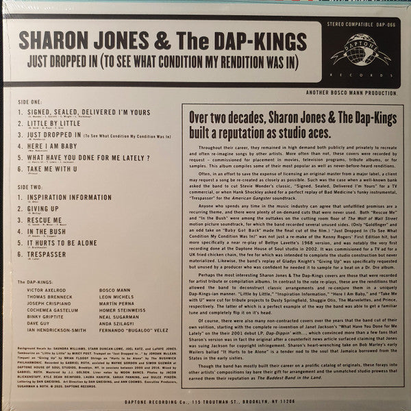 Sharon Jones & The Dap-Kings : Just Dropped In (To See What Condition My Rendition Was In) (LP, Album, RSD, Ltd, Blu)