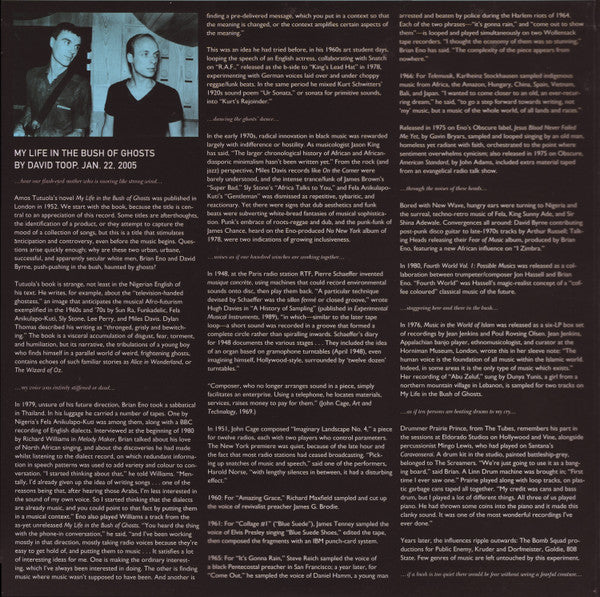 Brian Eno + David Byrne : My Life In The Bush Of Ghosts (2xLP, Album, RE, RM, Gat)