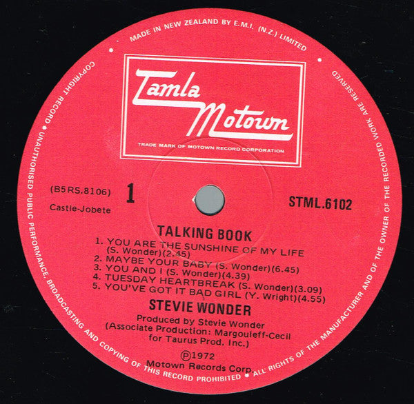 Stevie Wonder : Talking Book (LP, Album, EMI)